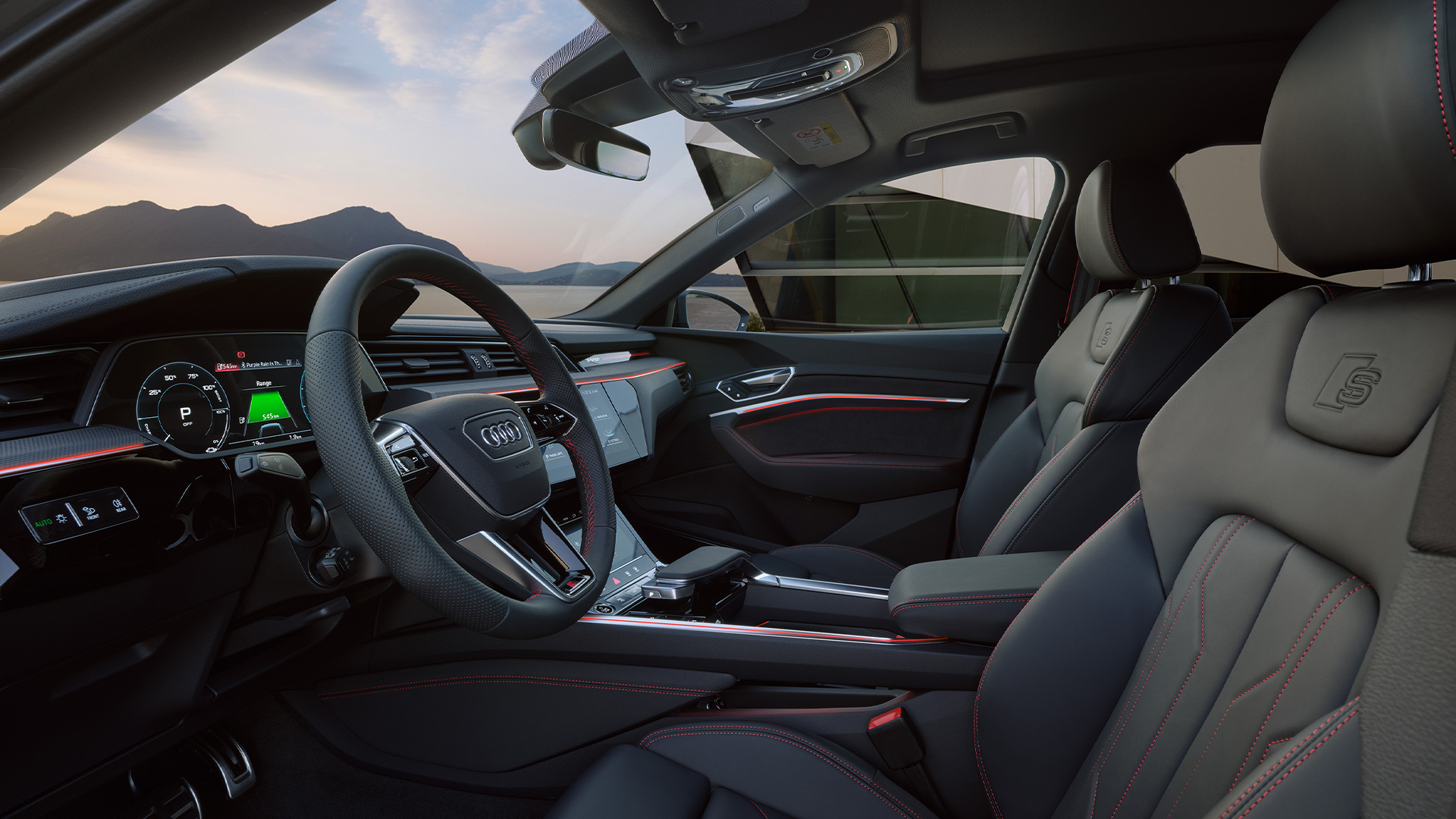 Foto del interior del Audi Q8 e-tron.